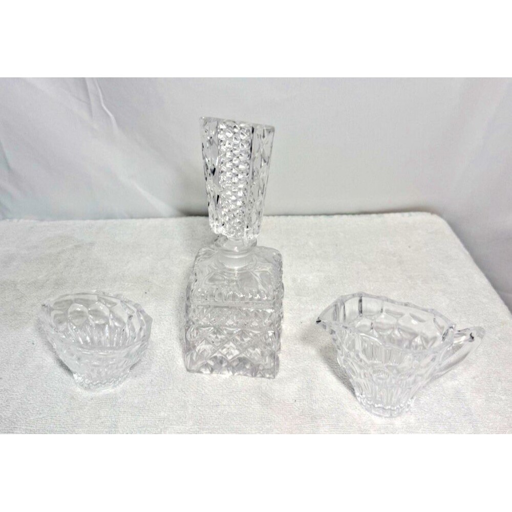 1 Perfume Bottle/Oil/dressing Bottle W/ Stopper Creamer &Sugar Pckt Holder All 3